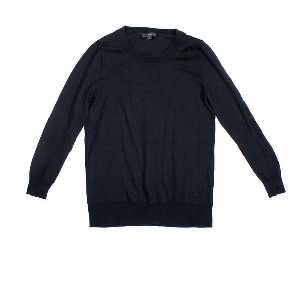 J Crew Merino Wool Sweater Womens Size Small Black Lightweight Preppy Classic - Picture 1 of 6